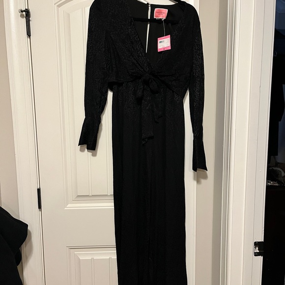 🖤NWT🖤 Elegant Kate Spade Black One Piece Front Tie Pantsuit - Size 0 - Picture 13 of 16